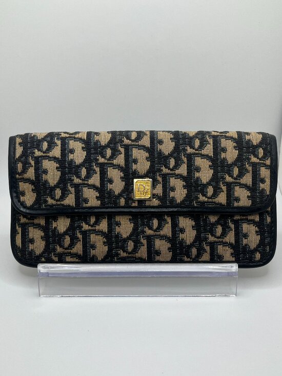 Dior Handbags - Vintage Christian Dior Navy Trotter Monogram Clutch